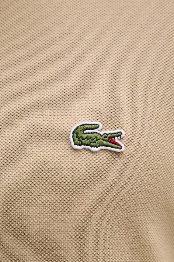 Βαμβακερή μπλούζα με μακριά μανίκια Lacoste L1312 μπεζ