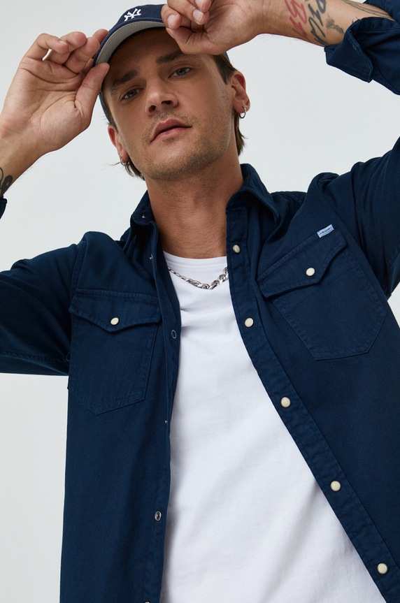 Jack & Jones koszula bawełniana bawełna granatowy 12138115