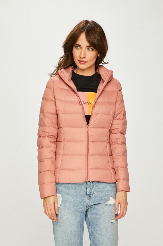 Vila - Kurtka puchowa bez podszewki różowy 14047054