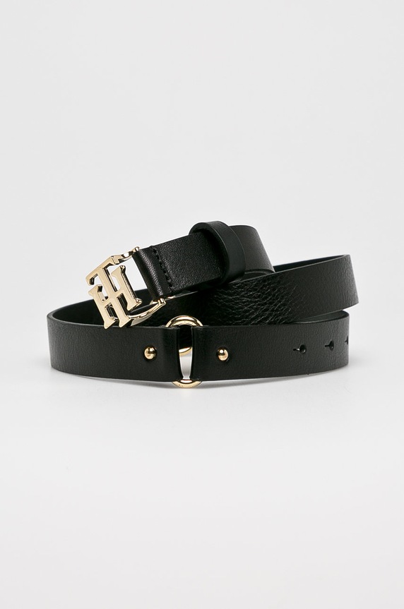 Tommy Hilfiger - Kožený opasok čierna AW0AW05882