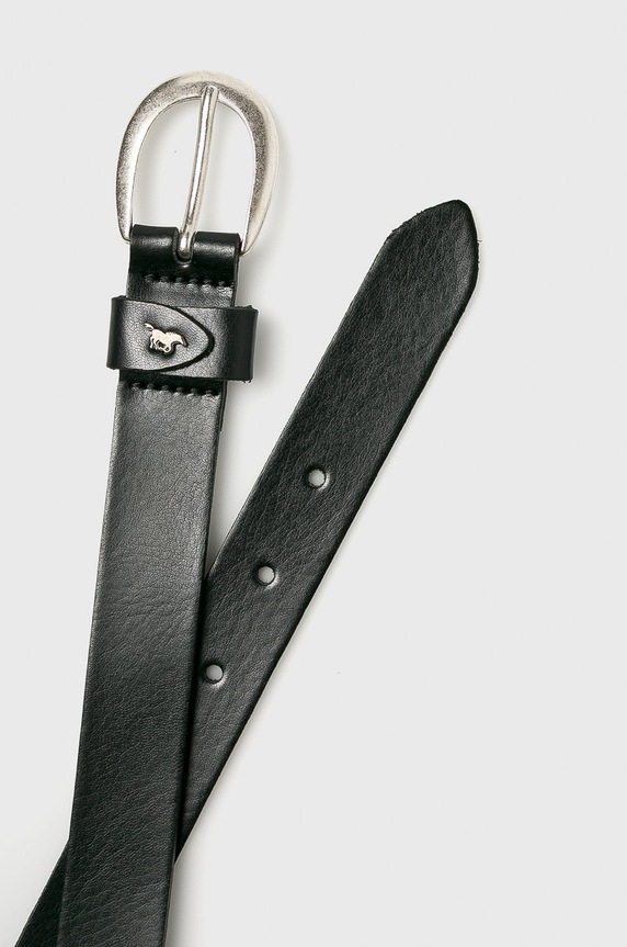 Mustang - Pasek skórzany MW3001L01 czarny AA00