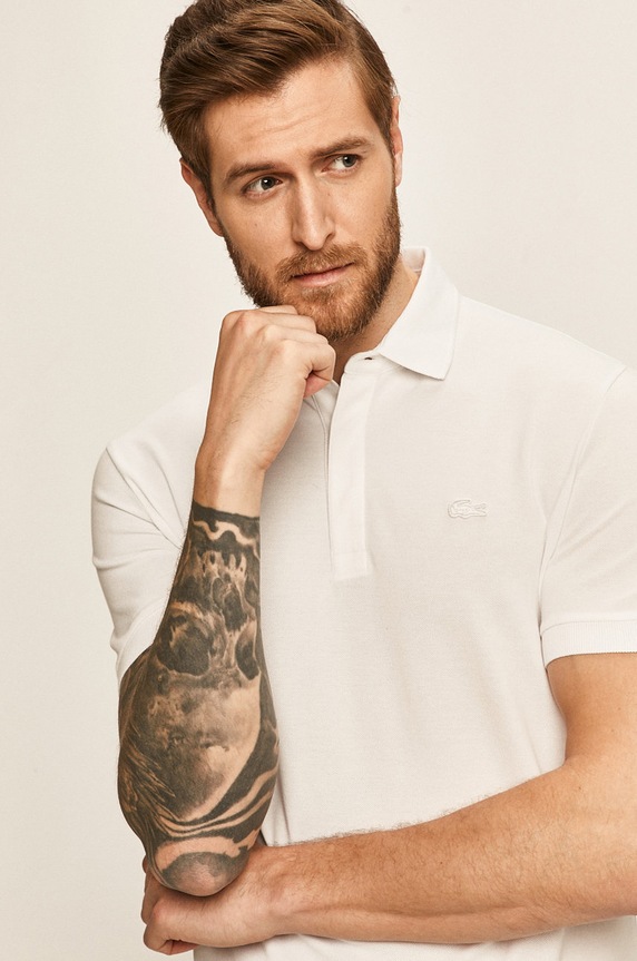 Lacoste - Тениска с яка стандартна бял PH5522