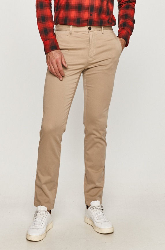 Tommy Hilfiger - Παντελόνι με ελαστάν μπεζ MW0MW08644
