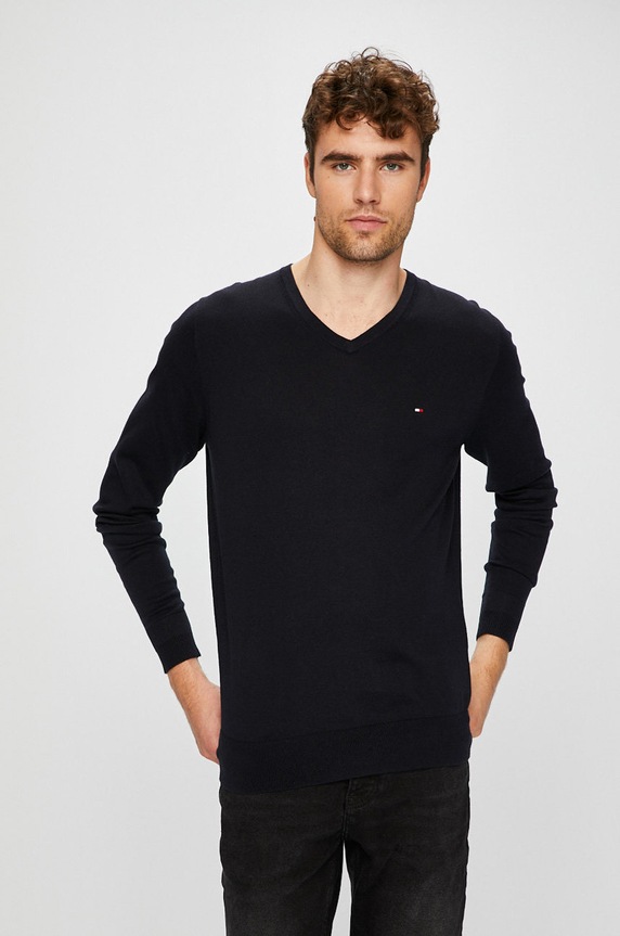 Tommy Hilfiger Pulover subtiri bleumarin MW0MW04979