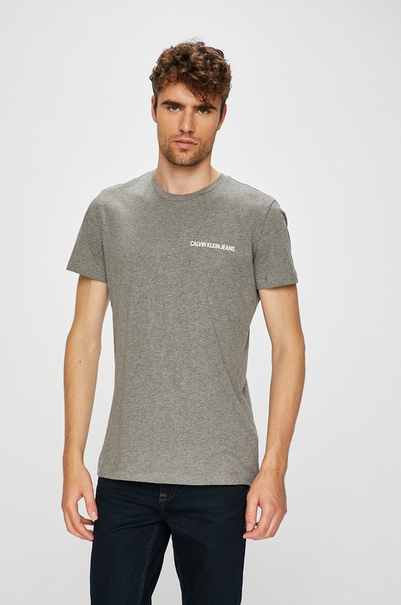 Calvin Klein Jeans - Pánske tričko jednofarebný sivá J30J307852