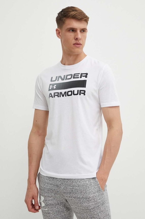 Under Armour t-shirt ανδρικό TEAM ISSUE WORDMARK στάμπα λευκό 1329582