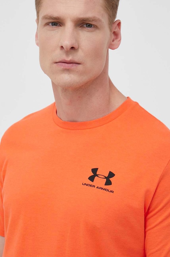 Under Armour tréningové tričko pánske s bavlnou SPORTSTYLE LEFT CHEST oranžová 1326799