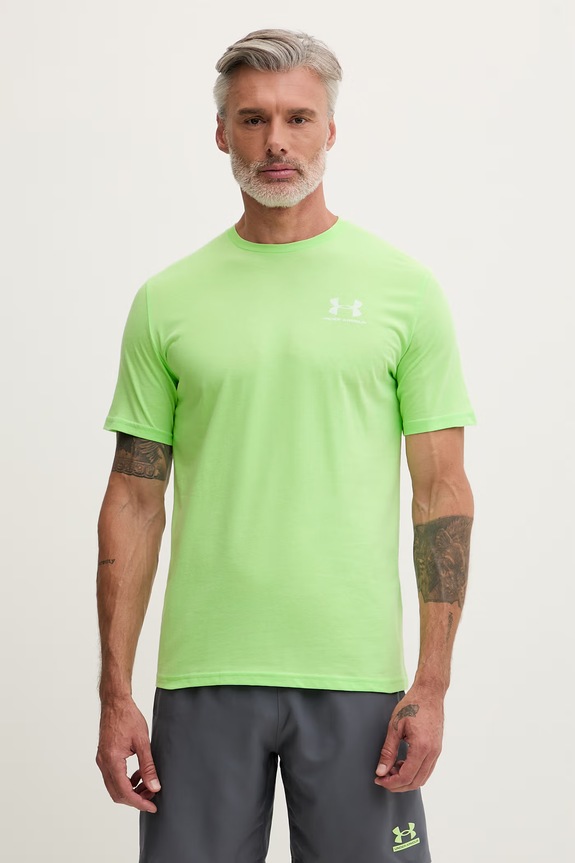 Under Armour t-shirt γυμναστικής ανδρικό με βαμβάκι SPORTSTYLE LEFT CHEST πράσινο 1326799