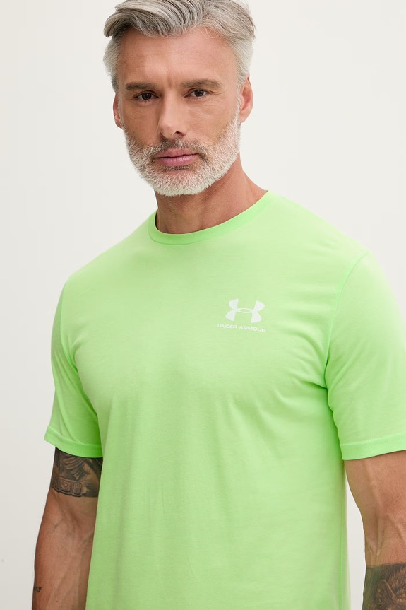 Under Armour t-shirt γυμναστικής ανδρικό με βαμβάκι SPORTSTYLE LEFT CHEST πράσινο 1326799