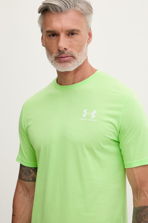 Under Armour t-shirt γυμναστικής ανδρικό με βαμβάκι SPORTSTYLE LEFT CHEST πράσινο 1326799