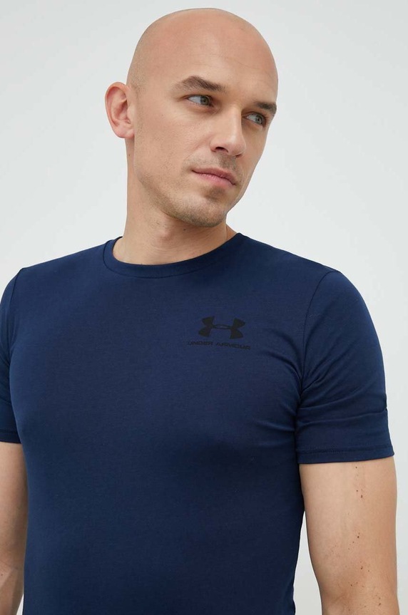 Under Armour edzős felső férfi pamuttal SPORTSTYLE LEFT CHEST sötétkék 1326799
