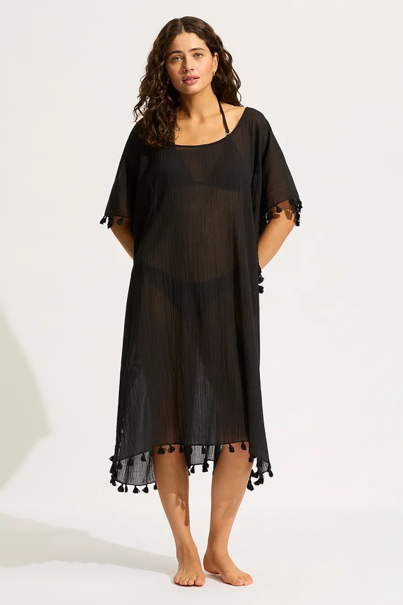 Seafolly - Narzutka plażowa Amnesia Kaftan czarny 53638.KA