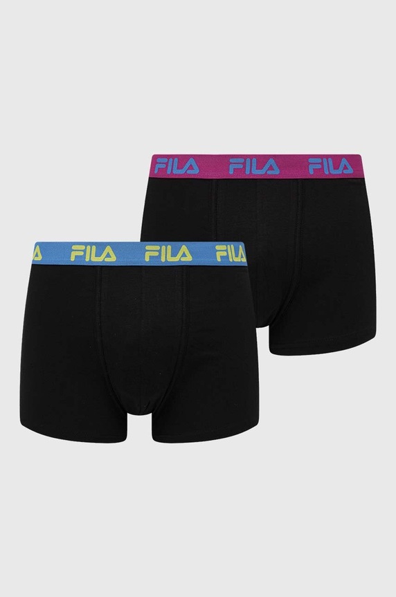 Fila εφαρμοστά μποξεράκια Ανδρικά με βαμβάκι 2-pack εφαρμοστό σορτς μπόξερ μαύρο FU5016/2