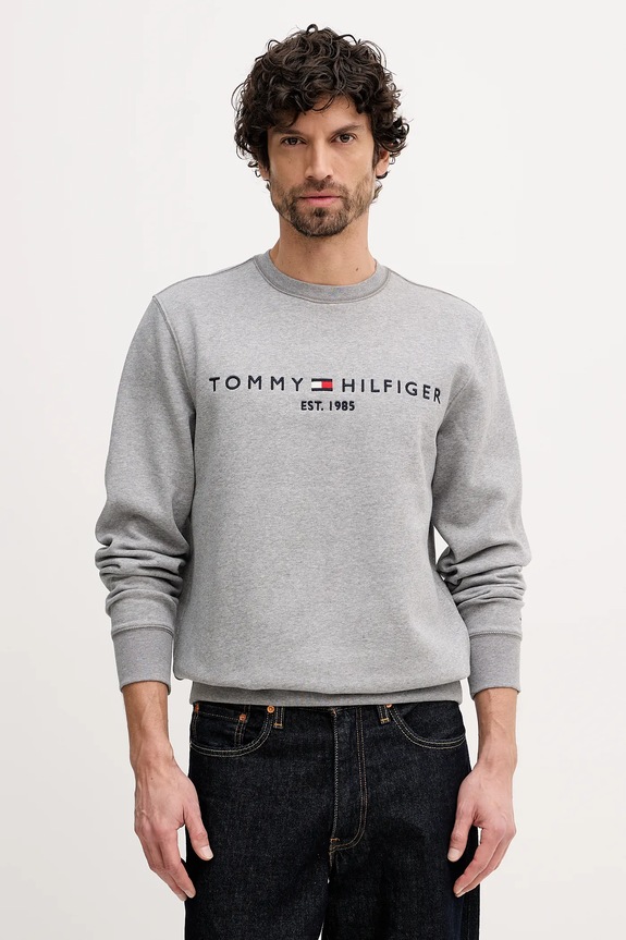 Tommy Hilfiger mikina pánska s bavlnou sivá MW0MW11596