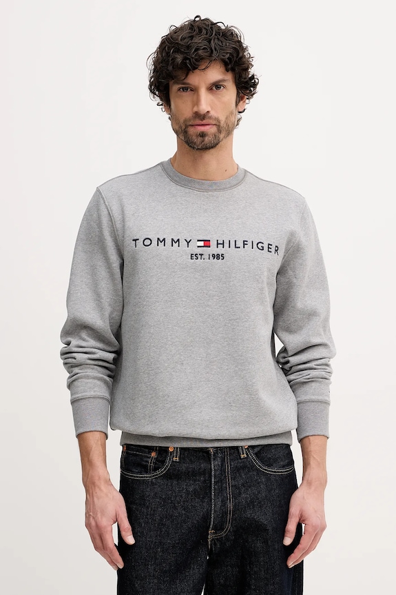 Tommy Hilfiger hanorac bărbătesc cu bumbac gri MW0MW11596