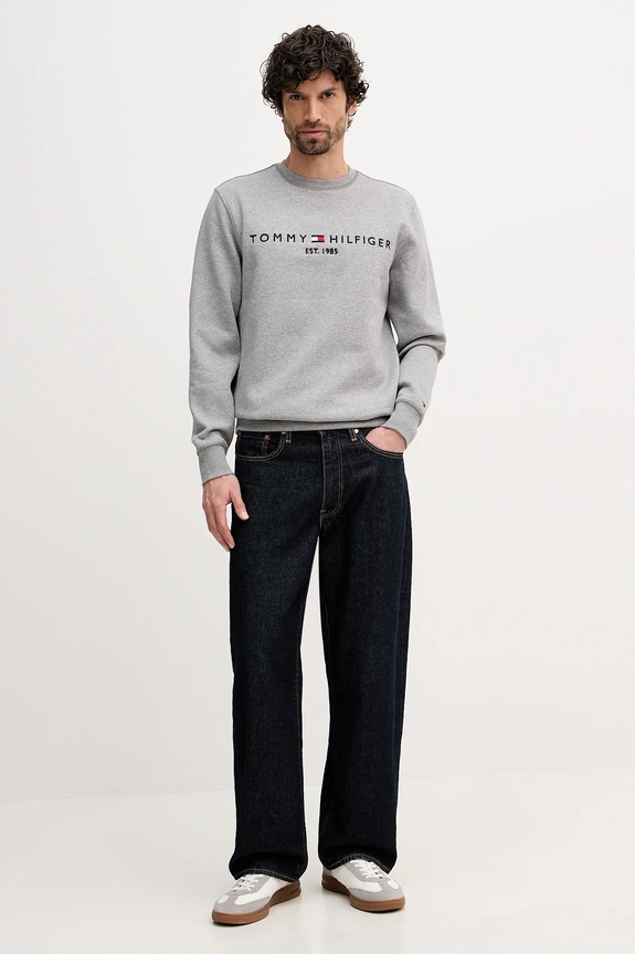 Tommy Hilfiger mikina pánska s bavlnou MW0MW11596 sivá SS26