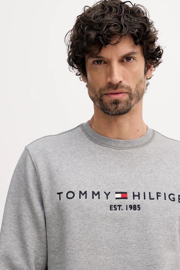 Tommy Hilfiger hanorac bărbătesc cu bumbac gri MW0MW11596