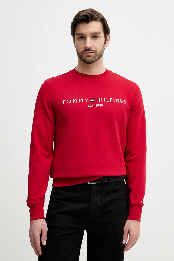 Tommy Hilfiger bluza męska z bawełną czerwony MW0MW11596