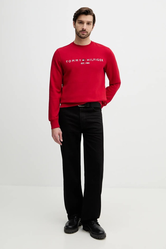 Tommy Hilfiger bluza męska z bawełną MW0MW11596 czerwony SS26