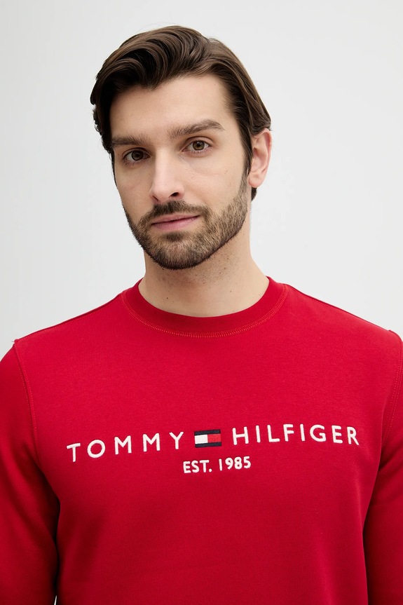 Tommy Hilfiger bluza męska z bawełną czerwony MW0MW11596