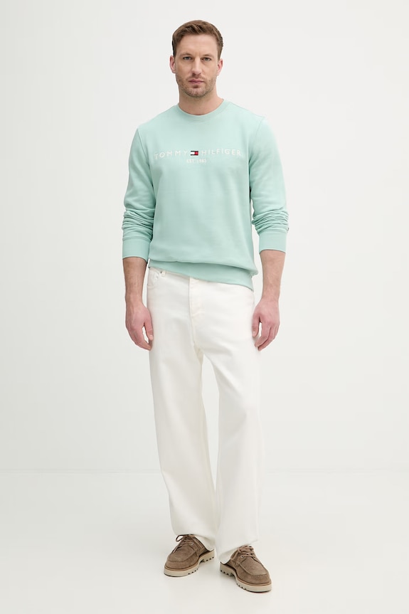 Tommy Hilfiger hanorac bărbătesc cu bumbac MW0MW11596 turcoaz SS26