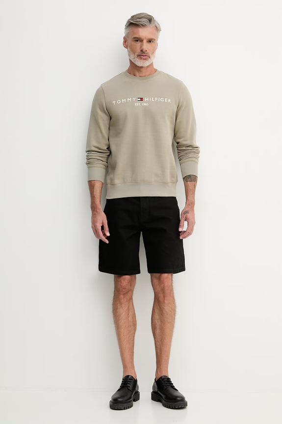 Tommy Hilfiger hanorac bărbătesc cu bumbac MW0MW11596 verde SS26