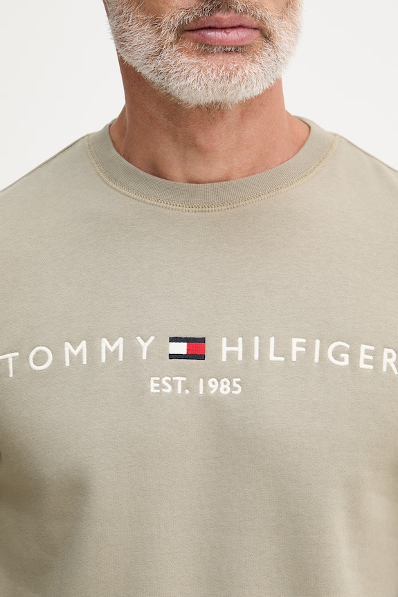 Tommy Hilfiger hanorac bărbătesc cu bumbac MW0MW11596 verde
