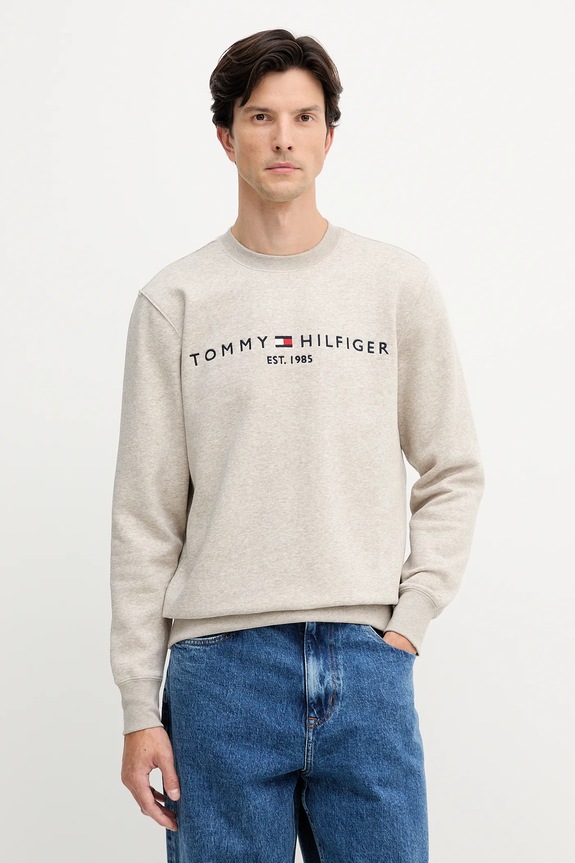 Tommy Hilfiger mikina pánska s bavlnou béžová MW0MW11596