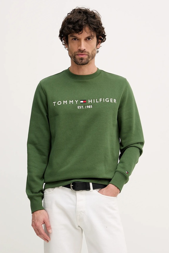 Tommy Hilfiger mikina pánska s bavlnou zelená MW0MW11596