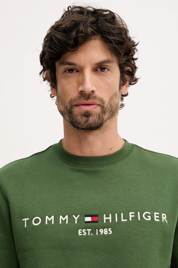 Tommy Hilfiger Hanorac bărbătesc cu bumbac verde MW0MW11596