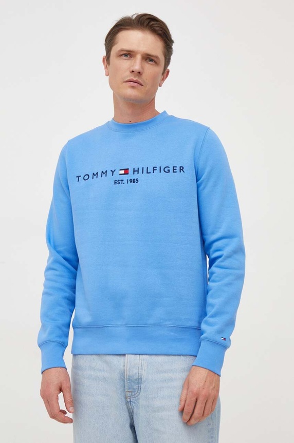 Tommy Hilfiger dukserica muška s pamukom plava MW0MW11596