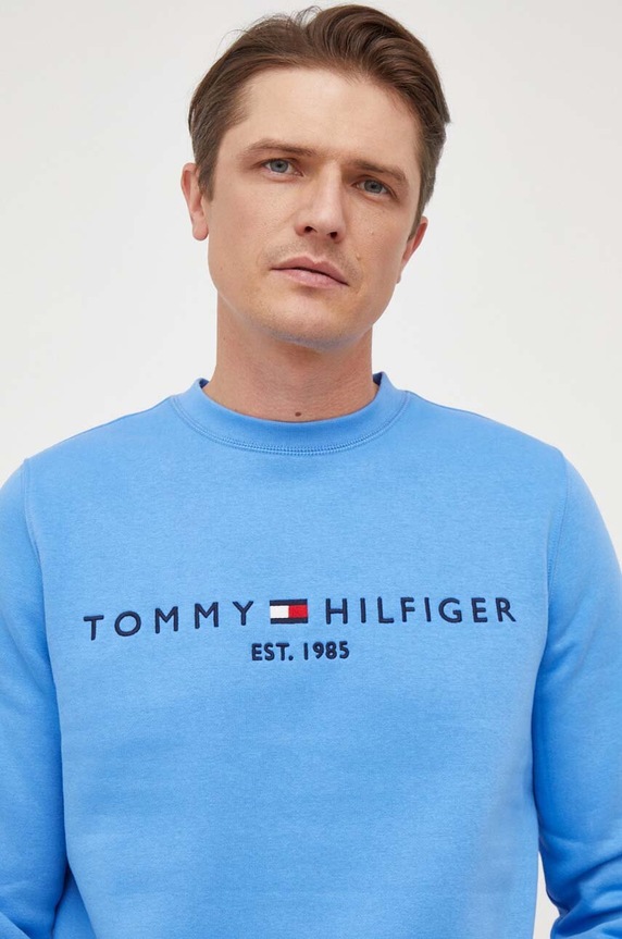 Tommy Hilfiger dukserica muška s pamukom plava MW0MW11596