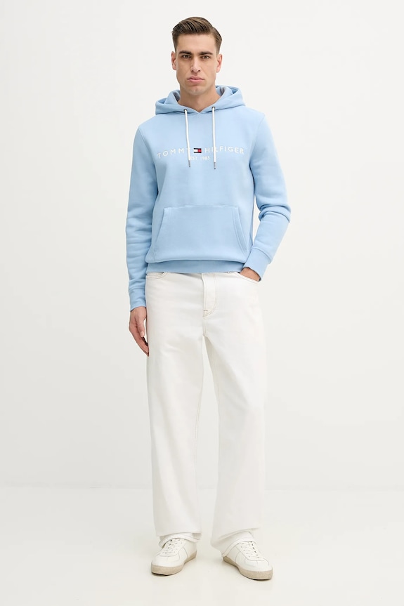 Tommy Hilfiger bluza z kapturem męska z bawełną MW0MW11599 niebieski SS26