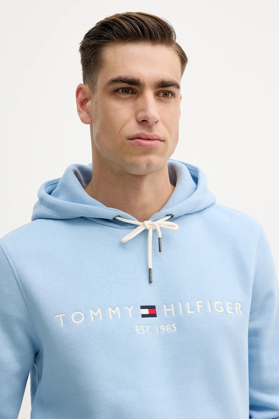 Tommy Hilfiger bluza z kapturem męska z bawełną niebieski MW0MW11599