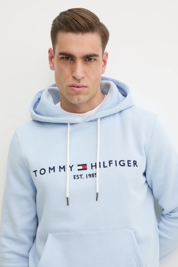 Tommy Hilfiger bluza z kapturem męska z bawełną niebieski MW0MW11599