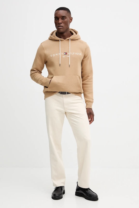 Tommy Hilfiger bluza z kapturem męska z bawełną MW0MW11599 zielony SS26