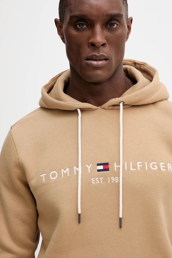 Tommy Hilfiger bluza z kapturem męska z bawełną zielony MW0MW11599