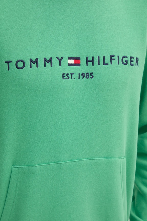 Tommy Hilfiger bluza z kapturem męska z bawełną MW0MW11599 zielony