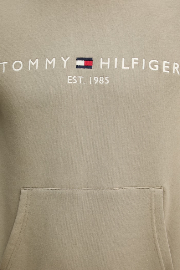 Tommy Hilfiger Hanorac cu glugă bărbătesc cu bumbac verde MW0MW11599