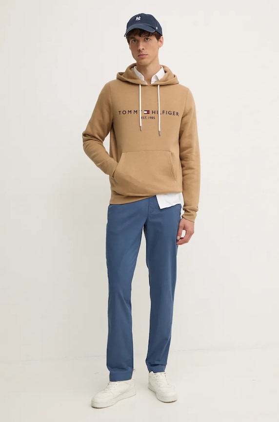 Tommy Hilfiger dukserica s kapuljačom muška pamučna MW0MW11599 bež SS26