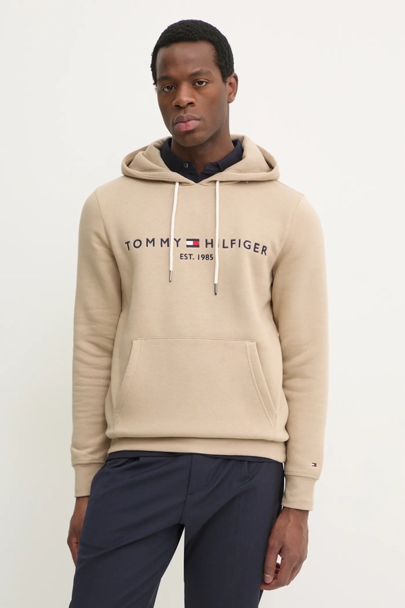Tommy Hilfiger dukserica sa kapuljačom za muškarce s pamukom bež MW0MW11599