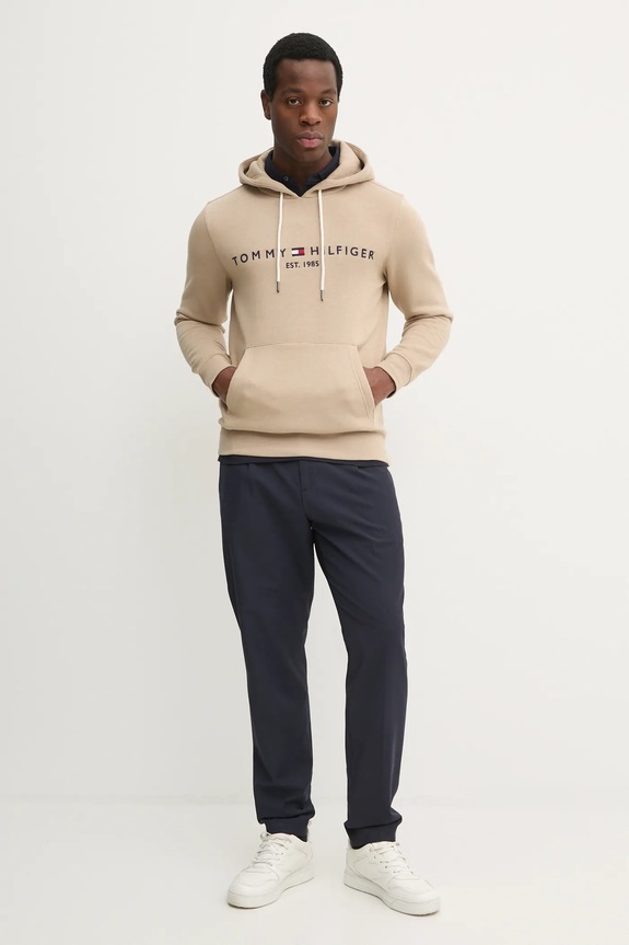 Tommy Hilfiger dukserica sa kapuljačom za muškarce s pamukom MW0MW11599 bež SS26