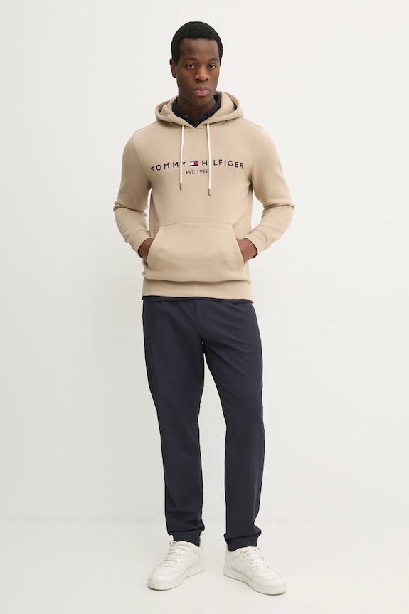 Tommy Hilfiger dukserica sa kapuljačom za muškarce s pamukom MW0MW11599 bež SS26