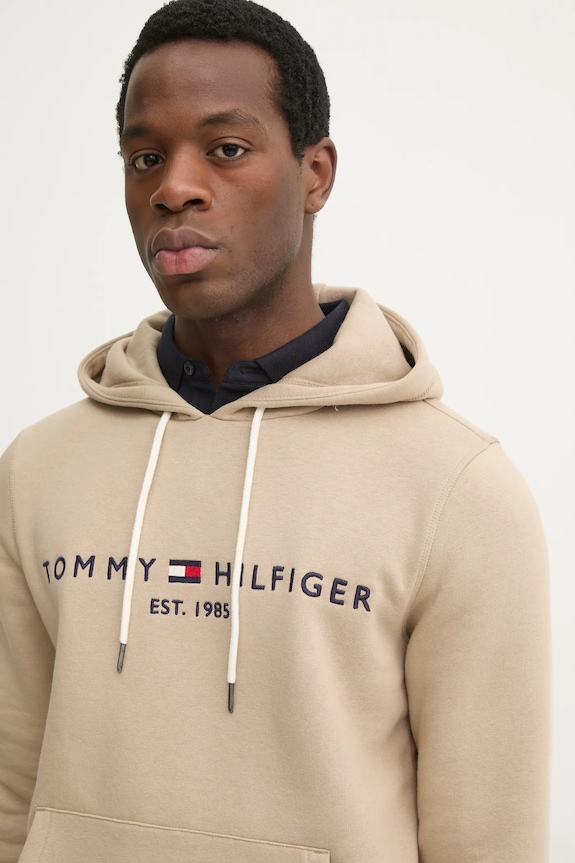 Tommy Hilfiger dukserica sa kapuljačom za muškarce s pamukom bež MW0MW11599