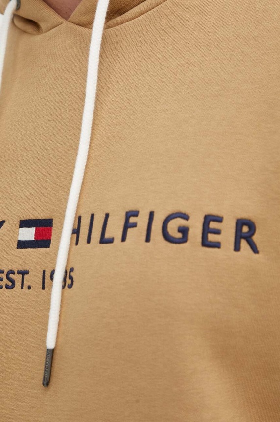 Tommy Hilfiger dukserica sa kapuljačom za muškarce s pamukom MW0MW11599 bež