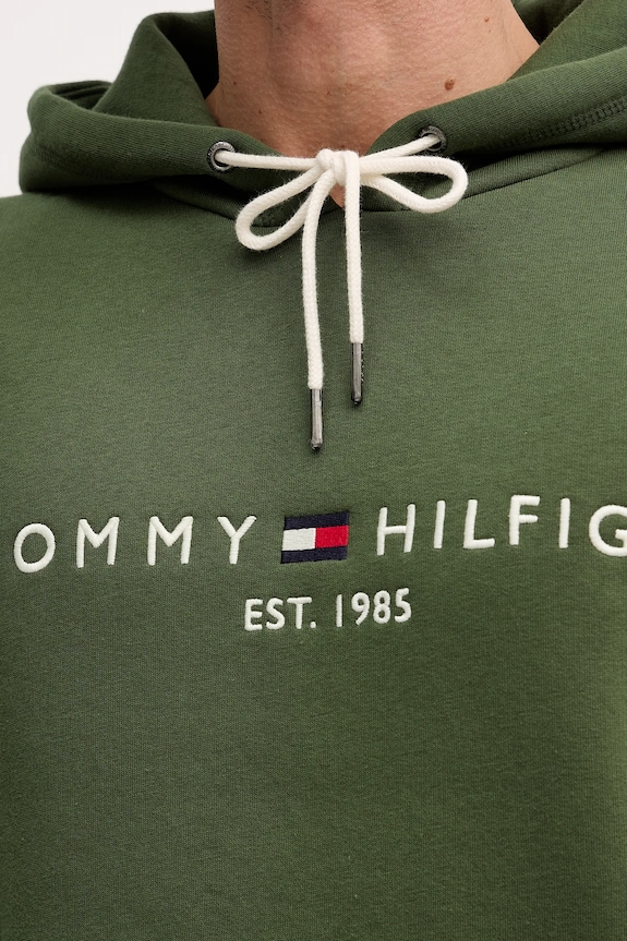 Tommy Hilfiger bluza z kapturem męska z bawełną MW0MW11599 zielony