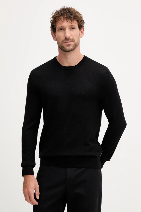 Armani Exchange - Sweter 8NZM3A.ZM8AZ okrągły czarny 8NZM3A.ZM8AZ.NOS