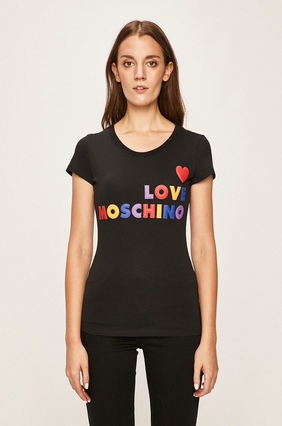 Love Moschino - Tricou negru W.4.B19.5B.M.4083