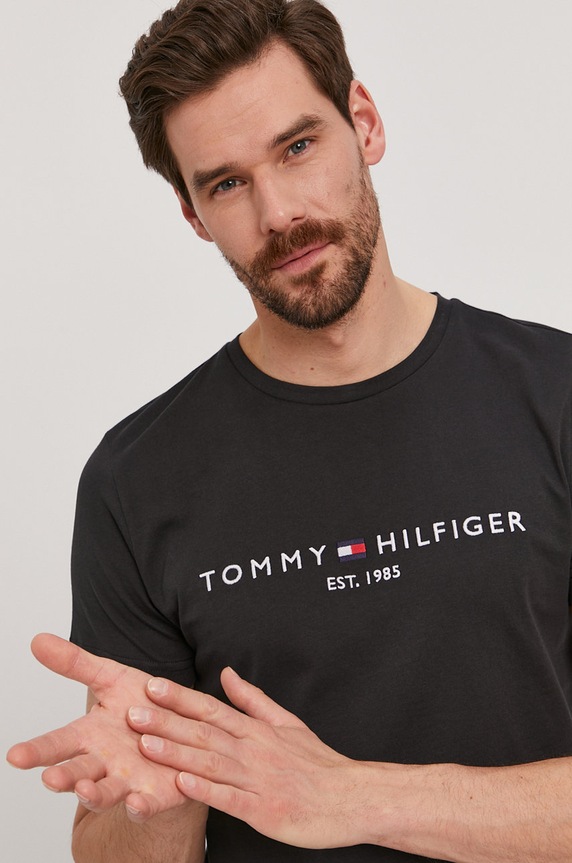 Tommy Hilfiger - Μπλουζάκι βαμβάκι μαύρο MW0MW11465