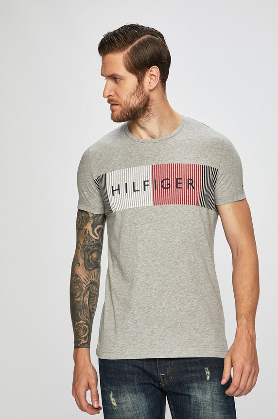 Tommy Hilfiger - Pánske tričko sivá MW0MW10829